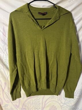 Olive Green V-Neck wool blend Sweater